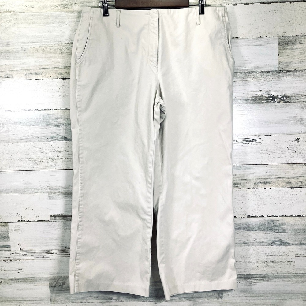 Tommy Hilfiger Womens‎ Light Tan Y2K Vintage 100% Cotton Wide Leg Pants Size 14